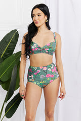 Swim Take A Dip Twist Bikini cu talie înaltă în Sage