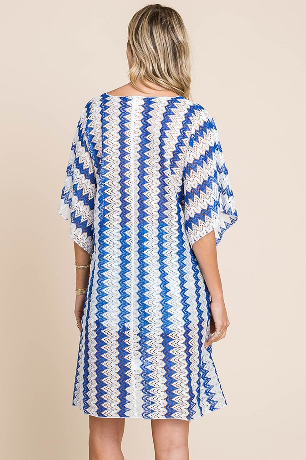 Cotton Bleu by Nu Lab Tied Striped Plunge Jumătate de acoperire cu mânecă