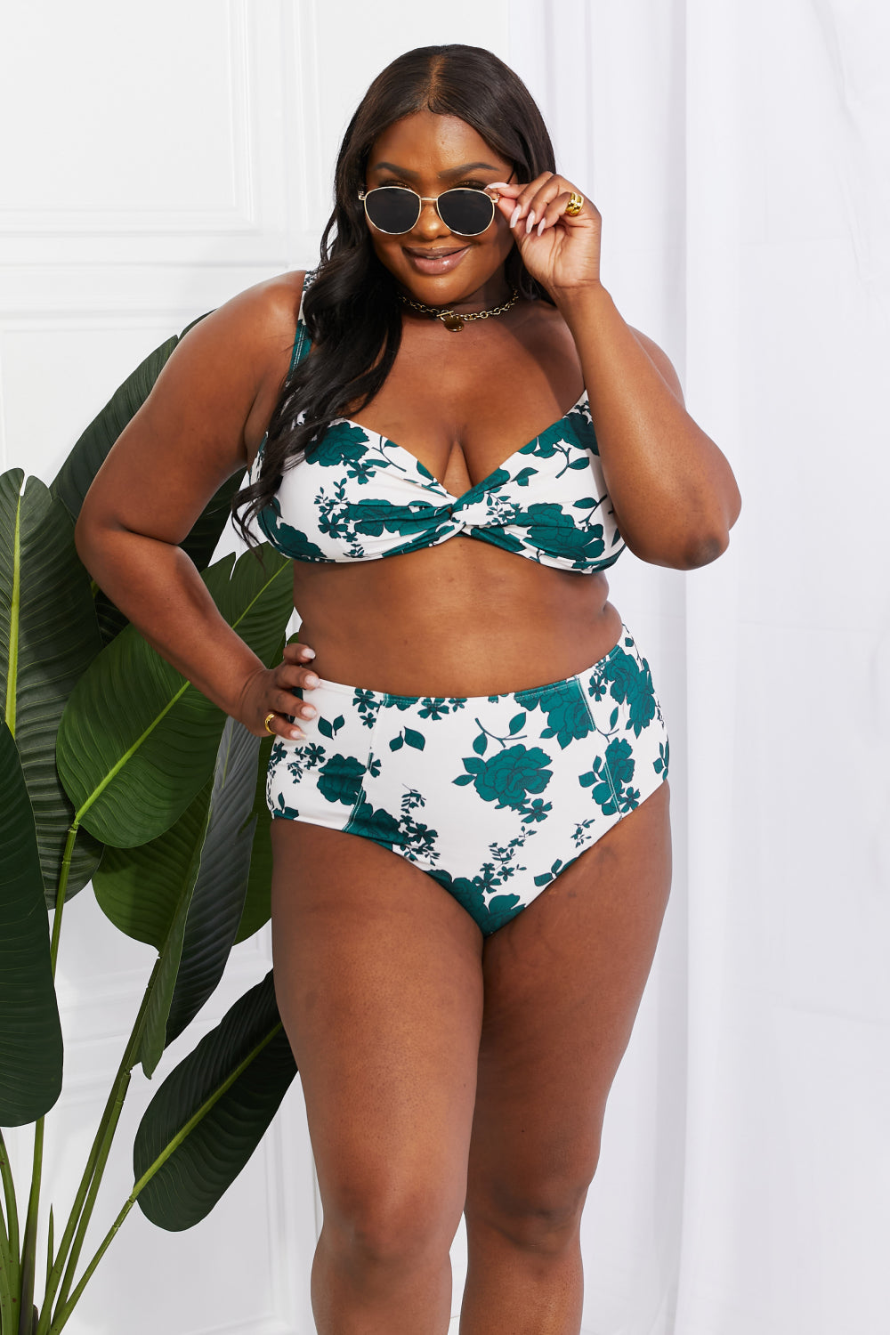 Swim Take A Dip Twist High-Rise Bikini in Forest