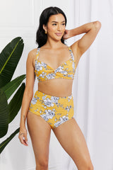 Високи бикини Swim Take A Dip Twist в горчица