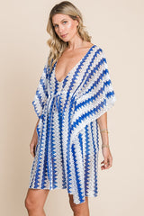 Cotton Bleu by Nu Lab Tied Striped Plunge Jumătate de acoperire cu mânecă