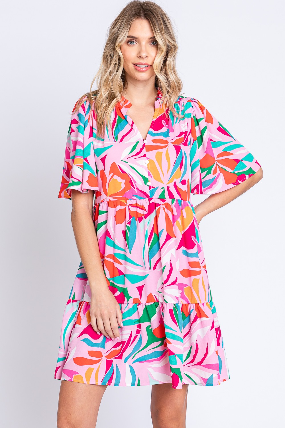 Rochie mini cu volane florale GeeGee