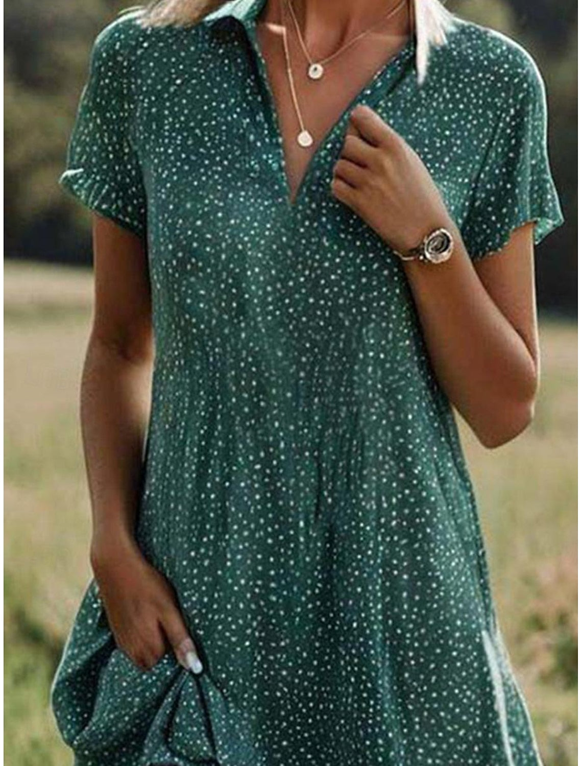 Elegant Green Polka Dot Summer Dress - Perfect for Every Occasion